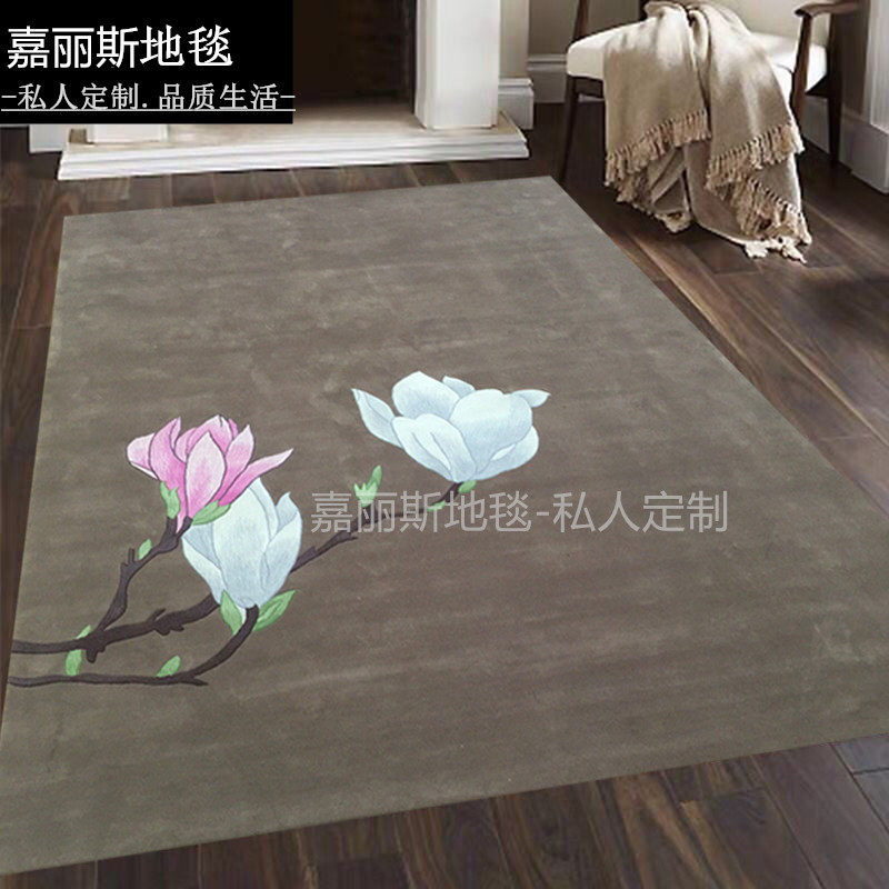 Modern New Chinese Orchid Carpet Hand Flower Clip Room Bedroom Carpet Imported New Zealand Wool Blanket