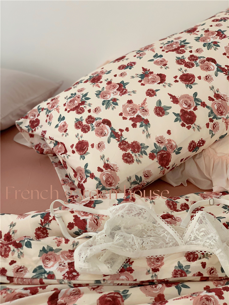 Pear dream dry rose class a can sleep naked pure cotton knitted cotton four-piece set of cotton sheets quilt cover bedding