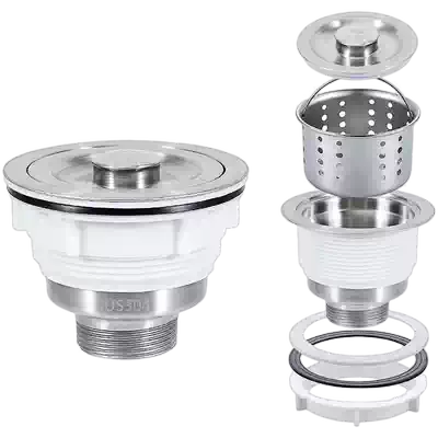 Vegetable washing basin drain 304 stainless steel water drain with long teeth ceramic basin sink set Quartz pool 110