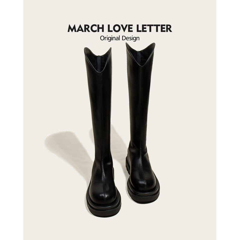 【March Love Letter】Get Longer Legs in Seconds~ Thick-Soled Riding Boots with V-Cut Shaft, High Shaft Boots for Women, Slimming Boots 【March Love Letter】Get Longer Legs in Seconds~ Thick-Soled Riding Boots with V-Cut Shaft, High Shaft Boots for Women, Slimming Boots
