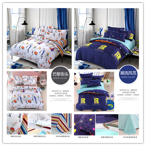 Bộ đồ giường bằng vải cotton bốn mảnh 1,5m1,8 mét trải giường bằng vải lanh ba mảnh giường đôi màu đỏ ga trải giường