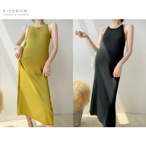 Maternity dress Summer wear suspender dress Korean version solid color long ice silk skirt temperament wild long skirt tide