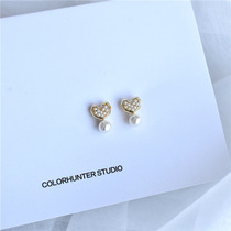 BAZAAR love pearl earrings s925 silver needle South Koreas new trendy quality simple earrings women clear ear jewelry