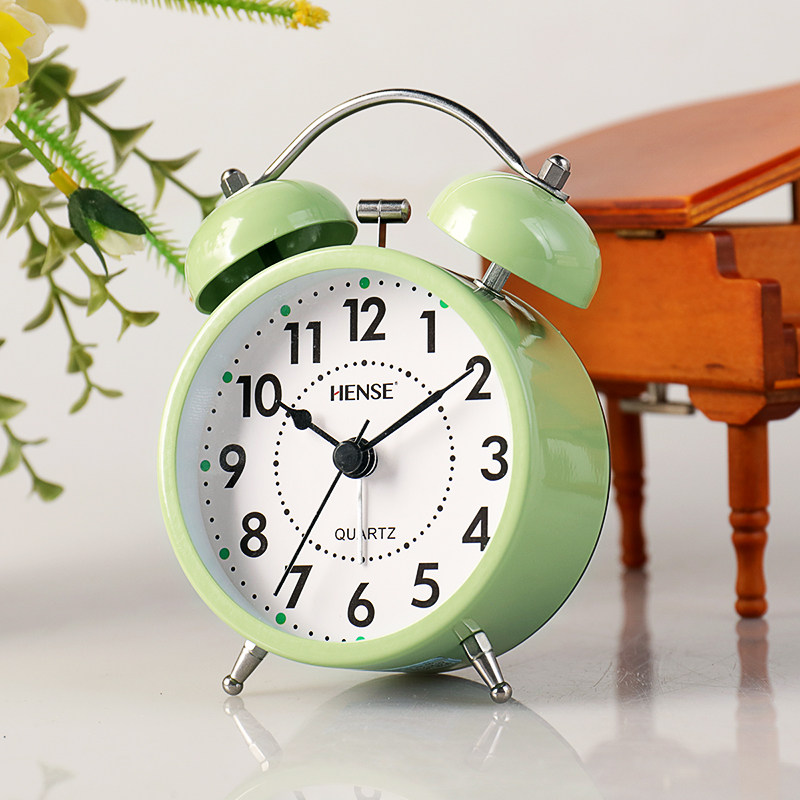 Hanshu fashion simple small alarm clock students children noisy table bedroom bedside clock for men and women bell clock cute desk clock