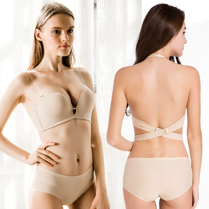 Supporting sexy bra, non-slip invisible underwear, trousers, set, beautiful back