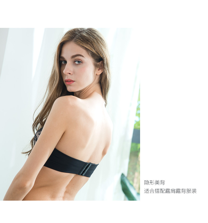 Miss Mango quây Bra Gathered Trượt Thin Lace Bandeau No Trace Invisible Summer Beauty Back underwear áo ngực nữ