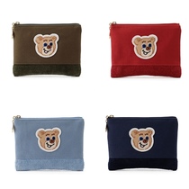 Spot loverary by feiler Bear Head Embroidery A Word Card Bag Zipper Containing package Classic