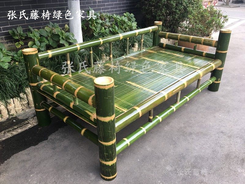 Zhang's rattan chair bamboo furniture Nannan Zhurohan bamboo bed tread rice sofa chair bamboo bed old fashioned handmade natural midday bed