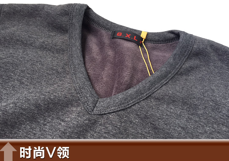 Cotton mùa thu và mùa đông nam cổ tròn cộng với nhung dày đồ lót nhiệt đơn áo dài tay chạm đáy quần áo mùa thu cotton áo len áo ấm nam trung niên