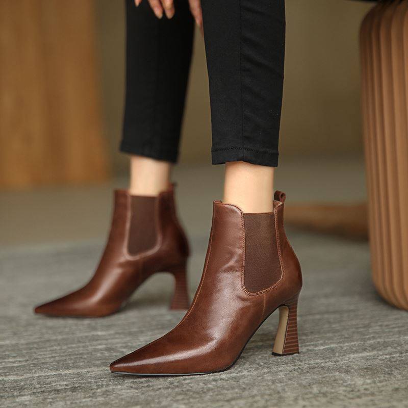 M L Monroe pushed the tip boots female and autumn 2023 new real leather and winter retro