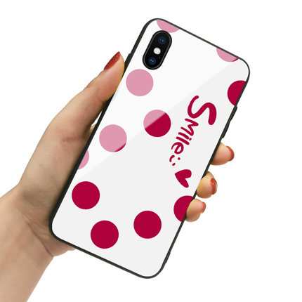 红白波点苹果7手机壳iphoneXs新款X玻璃8p硅