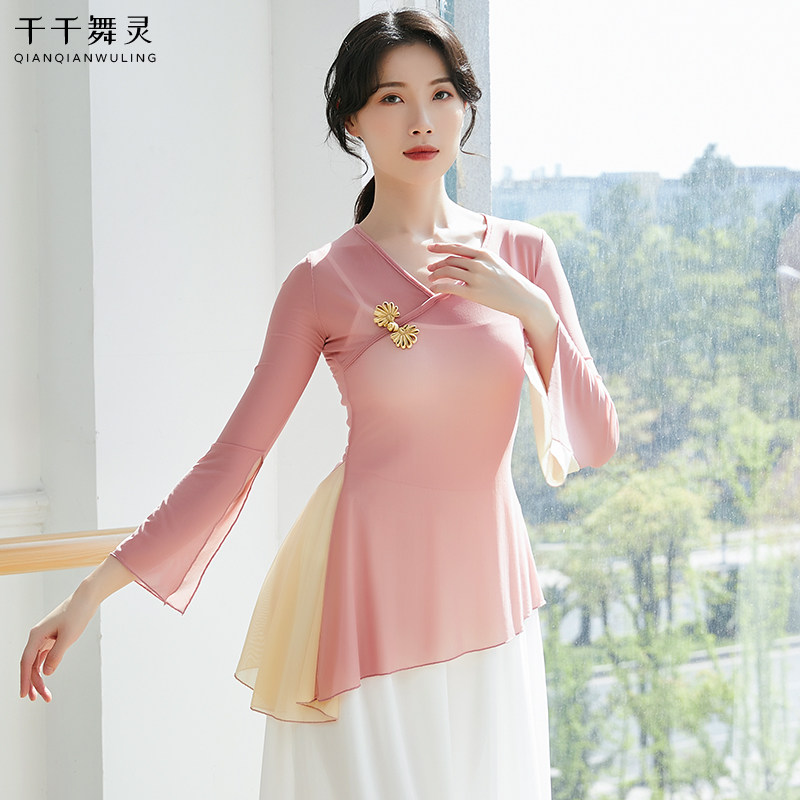 Classical dance practice clothes elegant body rhyme gauze Chinese dancer adult tops dance clothes national dance performance costumes