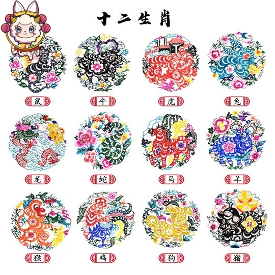 12 Zodiac Paper-Cut Finished Products, Folk Art, Intangible Cultural Heritage, Handmade Chinese Elements, Gifts for Foreigners, Special Souvenirs
