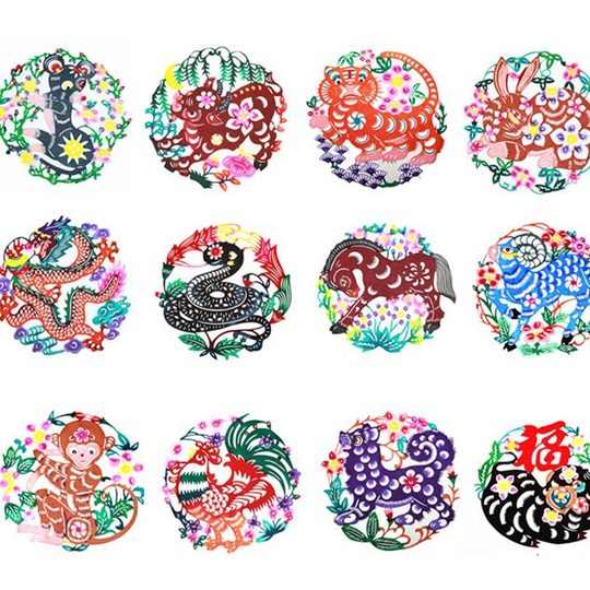 12 Zodiac Paper-Cut Finished Products, Folk Art, Intangible Cultural Heritage, Handmade Chinese Elements, Gifts for Foreigners, Special Souvenirs