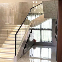 Tempered glass stair handrail modern simple light luxury solid wood pedal column railing outdoor Net Red household ladder factory