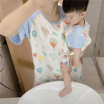 Baby sleeping bag Mens and womens baby pajamas Childrens home clothes Mom sleeping dress Parent-child outfit Nursing clothes cool summer thin section