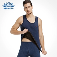 Bosideng nhung ấm vest nam cộng với nhung dày stretch vòng cổ vest dưới vest ấm top áo lót nam