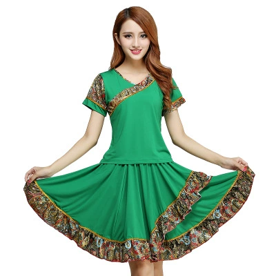 Комплект, этнический лонгслив для пожилых людей, танцующий костюм, для среднего возраста, этнический стиль