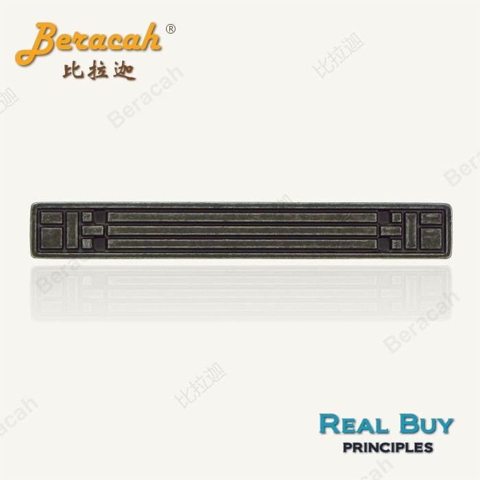 Bilagha antique as an old home innate drawer handle zinc alloy double holes ancient iron color Chinese strip simple line