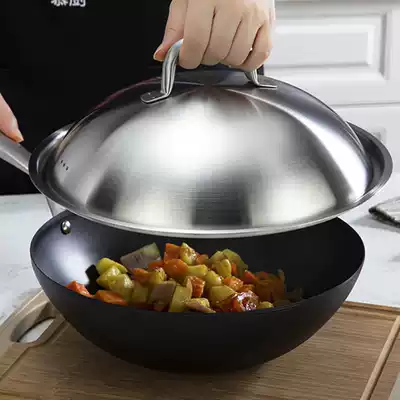 German stainless steel pot lid tempered glass round universal pot natural fir head household wok big and small lid