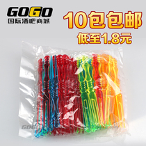Fruit fork disposable plastic snack fork cake fork fruit stick transparent bamboo stick fruit fork 0K fork