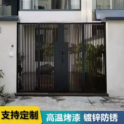 Customized wrought iron courtyard door villa gate shutter door community entrance garden door modern simple single double door