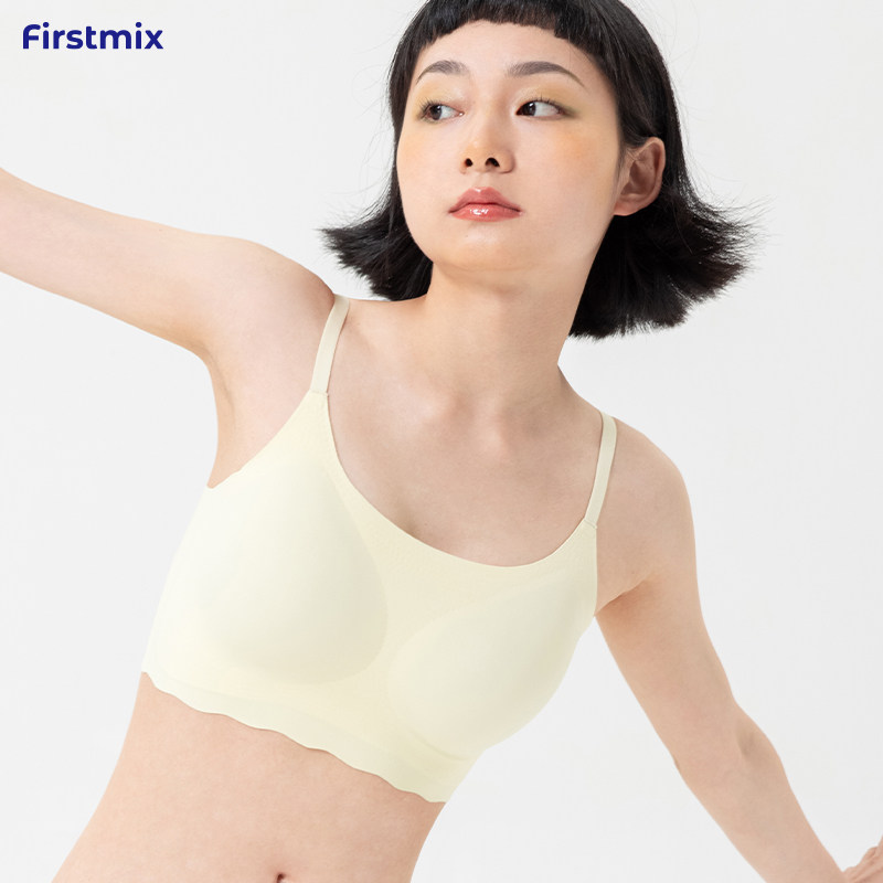 FIRST TEENAGE GIRL GLOSSY Glossy Vest-Style Underwear Woman No Steel Ring Bra Harness Full Cups Comfort Underwear