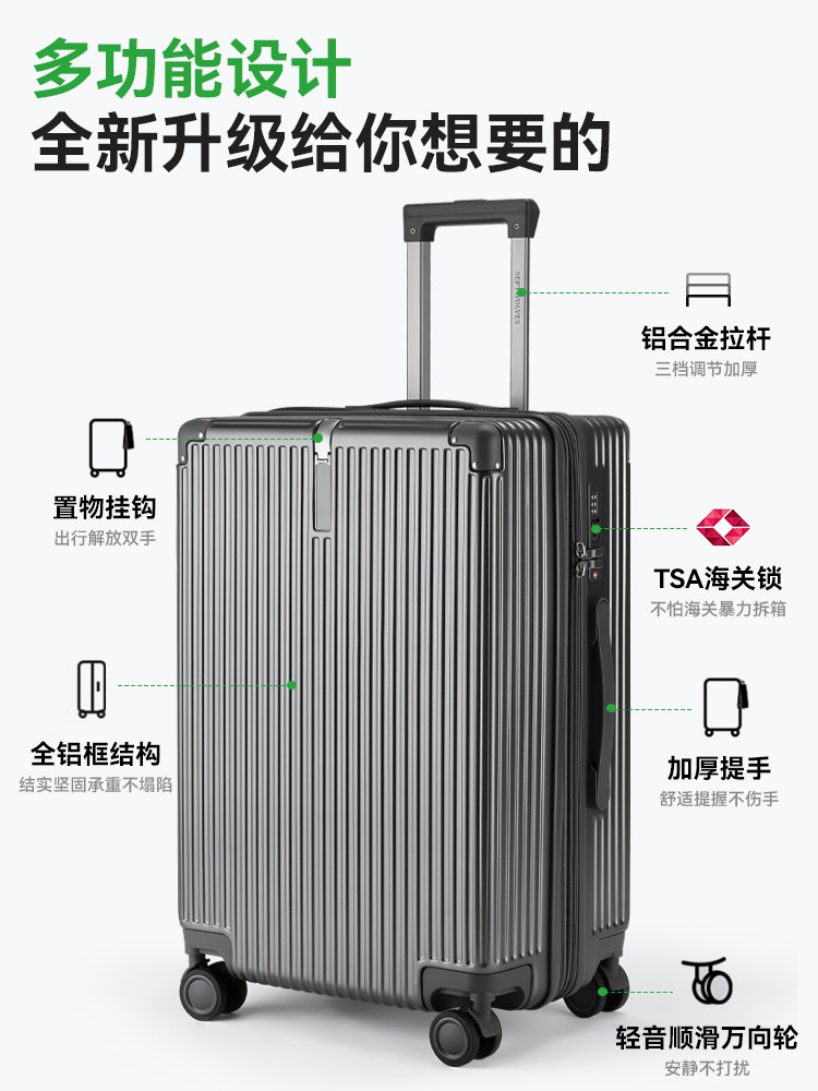 Septwolves Luggage Suitcase Travel Trolley Case Large Capacity Thickened 2025 New Model Multifunctional Password Lock Trolley Case