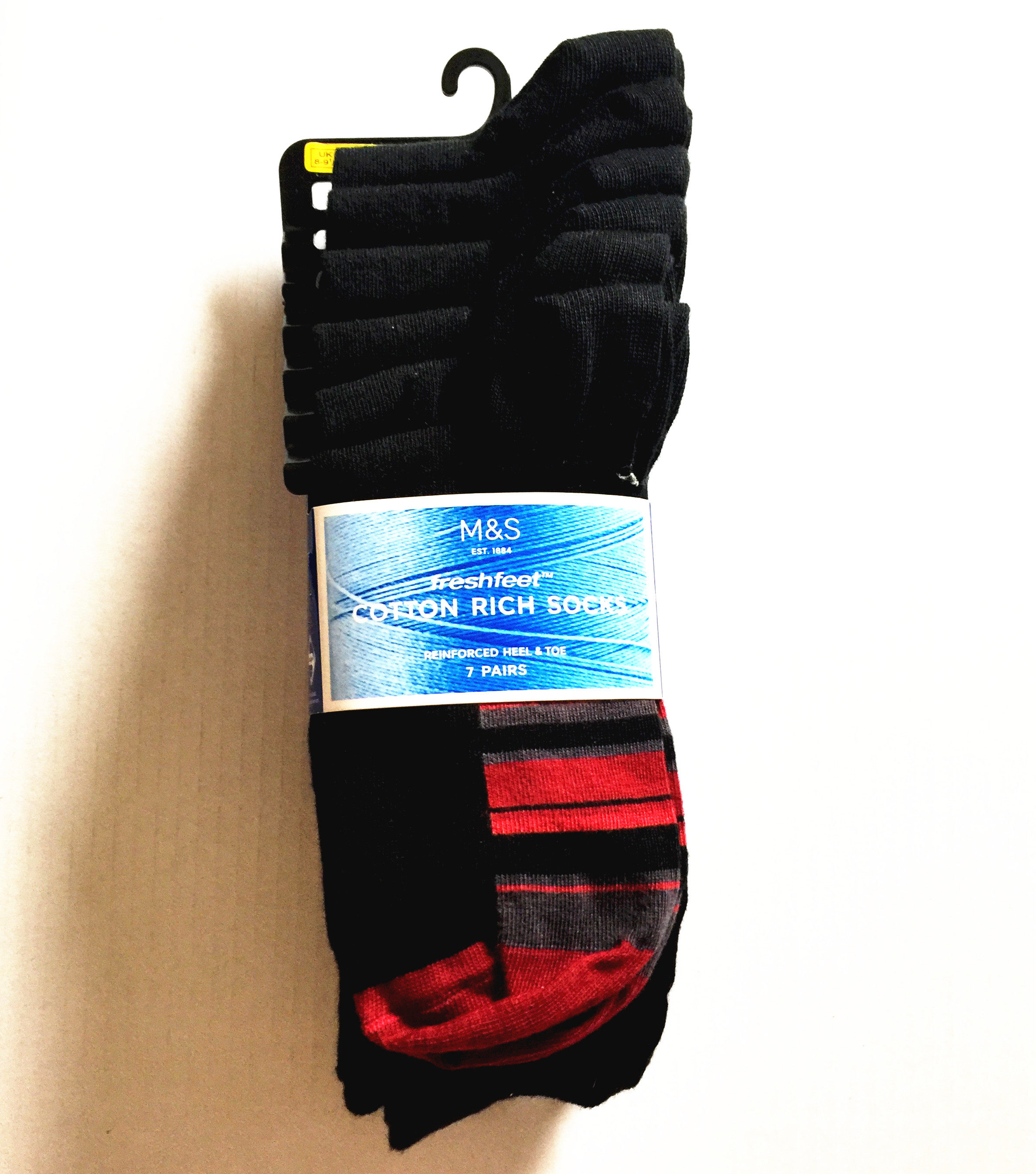 Marksspencer men's 7 double-pack silver ion comfortable cotton sweat-absorbent socks imported from British Marksspencer