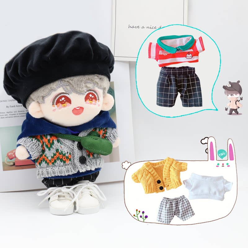 Shawarva clothes 20cm cotton dolls paparazzi replacement fitting stars love beans with covetsuit hat casual suit