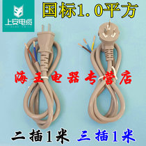 Shangan oxygen-free copper national standard 3-core two-core wire with plug 1 0 square special soft plug line 1 meter 3500W