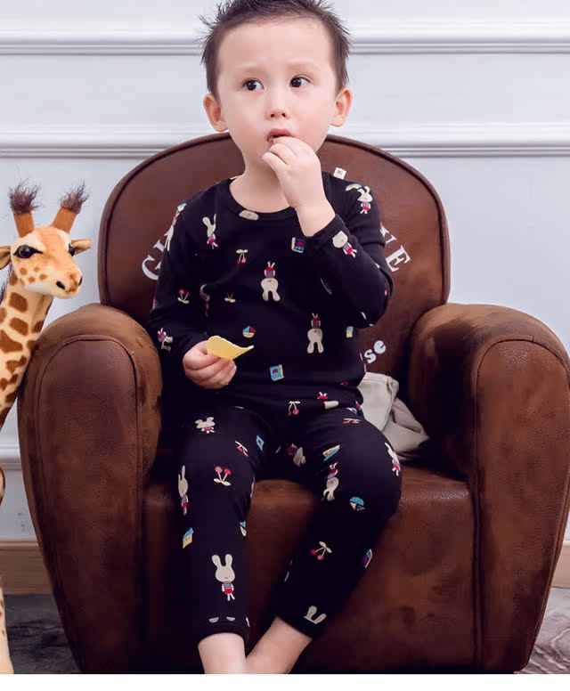 Bộ đồ lót trẻ em cotton bé trai áo len cotton cotton nam và nữ quần áo mùa thu và mùa đông quần áo trẻ em ấm áp quần áo trẻ sơ sinh