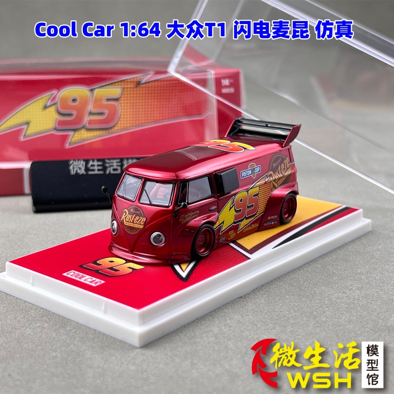 In Stock Cool Car 1:64 Volkswagen T1 Lightning Mcqueen Simulation Alloy Car Model Cc