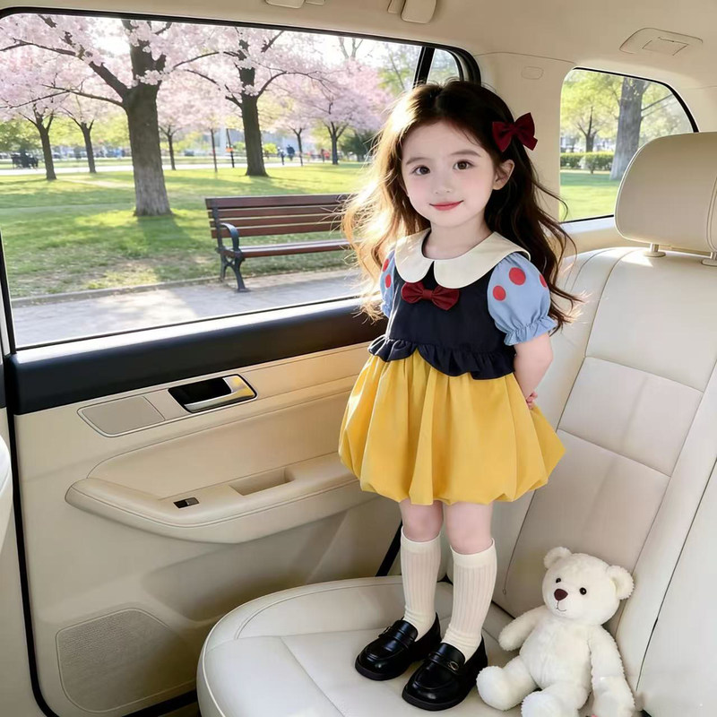 Girls' Dress Summer New Style Kidsren's Snow White Dress Baby Girl One-Year-Old Dress Doll Collar Birthday Dress Girls' Dress Summer New Style Kidsren's Snow White Dress Baby Girl One-Year-Old Dress Doll Collar Birthday Dress