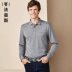 Áo dài mùa thu nam mới phương thức cotton dài tay áo thun áo phông Anh giản dị màu sắc áo sơ mi POLO hàng đầu - Polo áo thun polo nam Polo