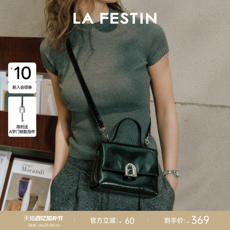 Lafestin Tote Bag for Women 2026 New Black Commuter Shoulder Crossbody Bag Light Luxury Kelly Bag