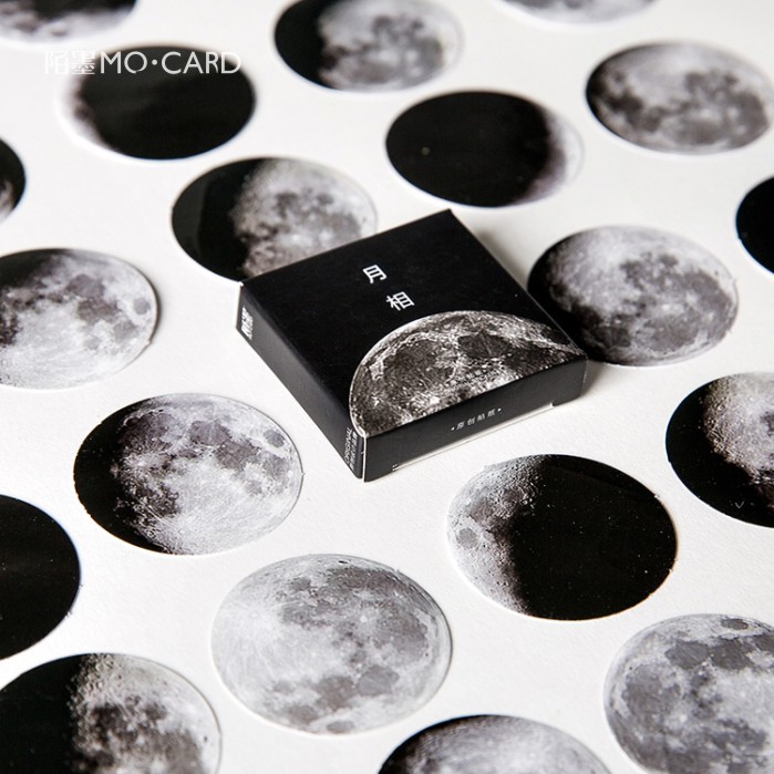 Stranger box sticker lunar phase calendar planet sticker sticker decoration tape plate 45 pieces into