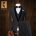 Bộ đồ vest nam tuxedo đen dạ hội chủ nhà phù hợp với chú rể váy cưới mùa thu nam - Suit phù hợp quần tây nam đẹp Suit phù hợp