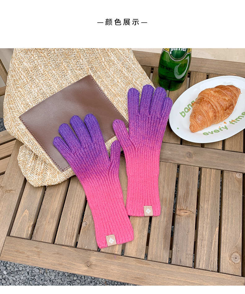 Unisex Simple Style Gradient Color Woolen Gloves 1 Pair display picture 3