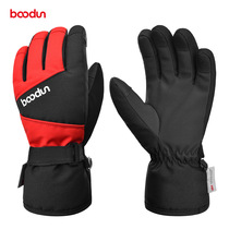 BOODUN Childrens ski gloves Five fingers PU anti-slip outdoor riding points TUP waterproof 3M WARM COTTON TOUCH SCREEN