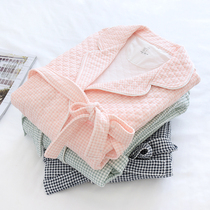 Day Ensemble Plaid Home woman Sleeping Robe Couple Air Layers of Long Cotton Spring Autumn Winter Thickened Mens Bathrobe