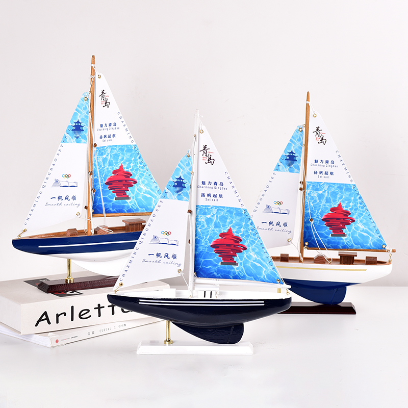 Qingdao Tourism Customized Sailing Model Souvenirs A Sails Smooth Solid Wood Pendulum Business Conference Home Gift