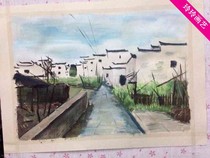 Hand-painted Ziyuan landscape color painting custom sketch gouache finished ancient town sketch gouache custom art