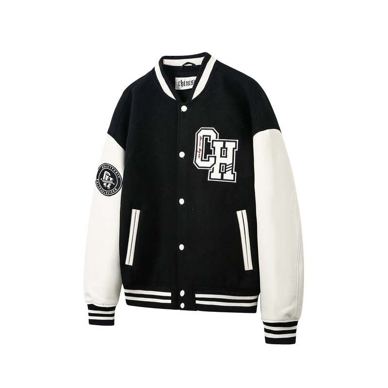 28-Piece Set of Color-Blocked Retro Baseball Jackets for Men, Autumn and Winter American-Style Casual Outerwear, Trendy Jackets for Couples and Men