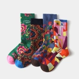 Xiaohongshu French Art Trend ins net ret remanciated Casual Street Literator и Artistic Fan High -Catative Женщины Средняя труба Хлопковые носки.