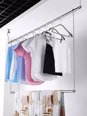 Drying quilt artifact Indoor balcony clothes rack single rod punch-free telescopic rod simple anti-theft window invisible clothes rack