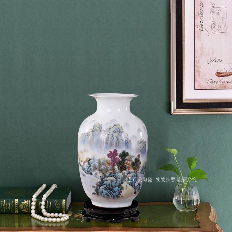 Jingdezhen gốm sứ màu xanh và trắng bình hoa cắm hoa mới phong cách Trung Quốc phòng khách tủ rượu kệ trang trí nhà - Vase / Bồn hoa & Kệ chậu hoa treo