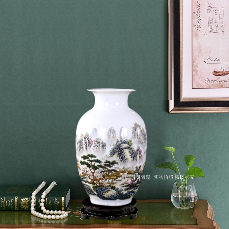Jingdezhen gốm sứ màu xanh và trắng bình hoa cắm hoa mới phong cách Trung Quốc phòng khách tủ rượu kệ trang trí nhà - Vase / Bồn hoa & Kệ chậu hoa treo