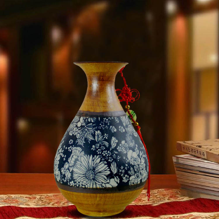 Bình đất nung bình gốm retro cầm tay xô bằng tay bùn lốp thô men hoa văn hóa nước hoa chèn đồ trang trí - Vase / Bồn hoa & Kệ chậu trồng cây trong nhà