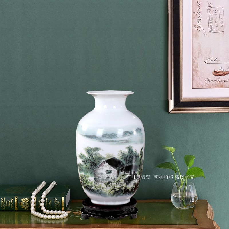 Jingdezhen gốm sứ màu xanh và trắng bình hoa cắm hoa mới phong cách Trung Quốc phòng khách tủ rượu kệ trang trí nhà - Vase / Bồn hoa & Kệ chậu hoa treo